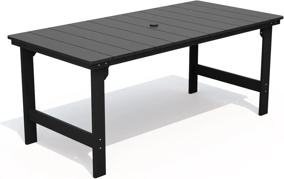 THOEOE Outdoor Dining Table, Rectangular Dining Table for 5-7 Black