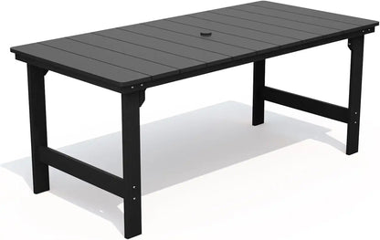 THOEOE Outdoor Dining Table, Rectangular Dining Table for 5-7 Black