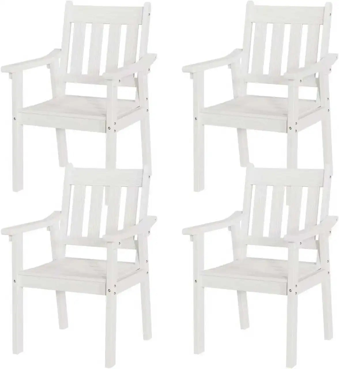 YEFU Patio Dining Chairs Set of 4, Weather Resistant HIPS, White