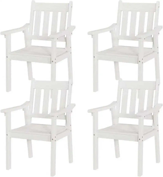 YEFU Patio Dining Chairs Set of 4, Weather Resistant HIPS, White