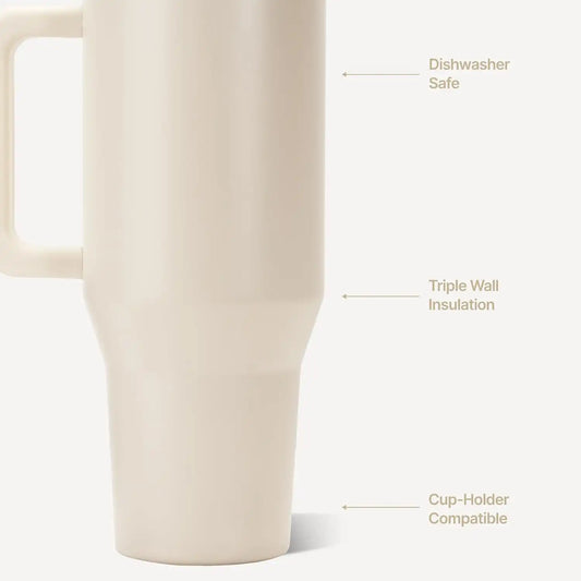 HydroJug Traveler 40oz, Insulated Water Bottle with Handle, Cream