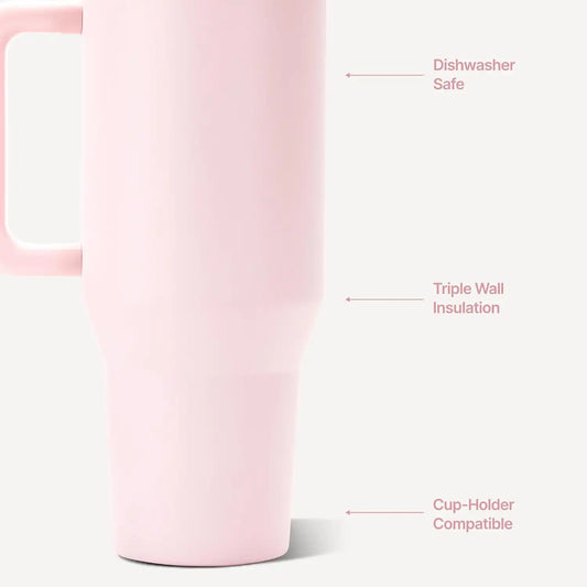 HydroJug Traveler 40oz, Insulated Water Bottle with Handle, Pink Sand