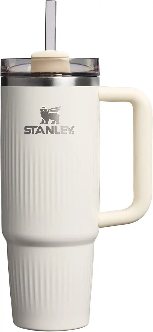 STANLEY Quencher H2.0 Tumbler with Handle and Straw 30 oz | Flowstate 3-Position Lid | Cup Holder Compatible for Travel | Insulated Stainless Steel Cup | BPA-Free | Fluted Cream Gloss