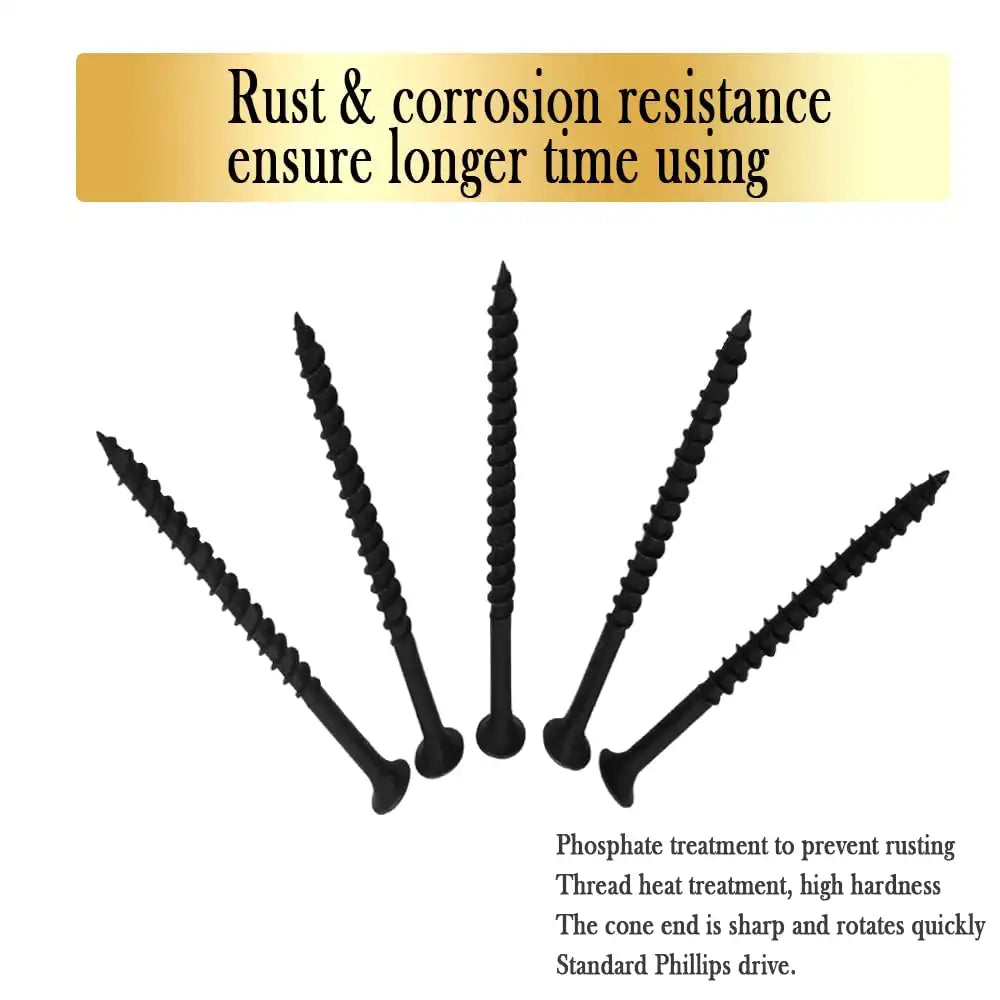 Coarse Thread Drywall Screw, #8 x 2-3/4", Black Phosphate Coated, Bugle Head Phillips Drive, Fast Self Tapping, Sharp Point, Ideal Screw for Drywall Sheetrock, Wood, and More, 35 Pieces