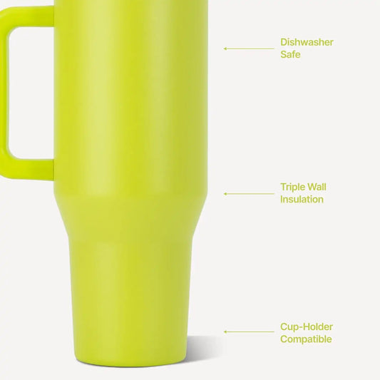 HydroJug Traveler 32oz, Insulated Water Bottle with Handle, Lemon Lime