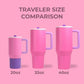 HydroJug Traveler 32oz, Insulated Tumbler with Handle & Straw, Pink Sugar