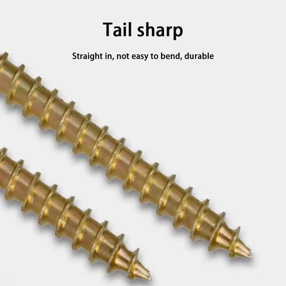M3.5 M4 M5 Flat Head Wood Screws Assortment Kit 260 Pcs,Phillips Drive Countersunk Flat Head Self-Tapping Wood Screws,Yellow Zinc Plated Finish Screw Kit,Screws for Metal,Full Thread Screw Set