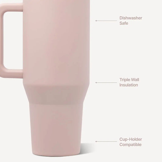 HydroJug Traveler 32oz, Insulated Water Bottle with Handle, Dusty Rose