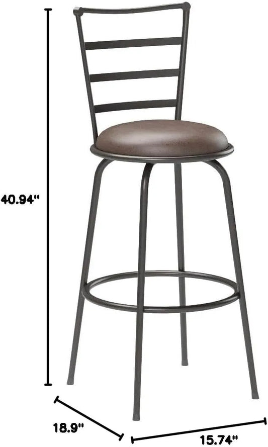 Mainstays Adjustable-Height Swivel Barstool, Hammered Bronze Finish, Set of 3 - Brown