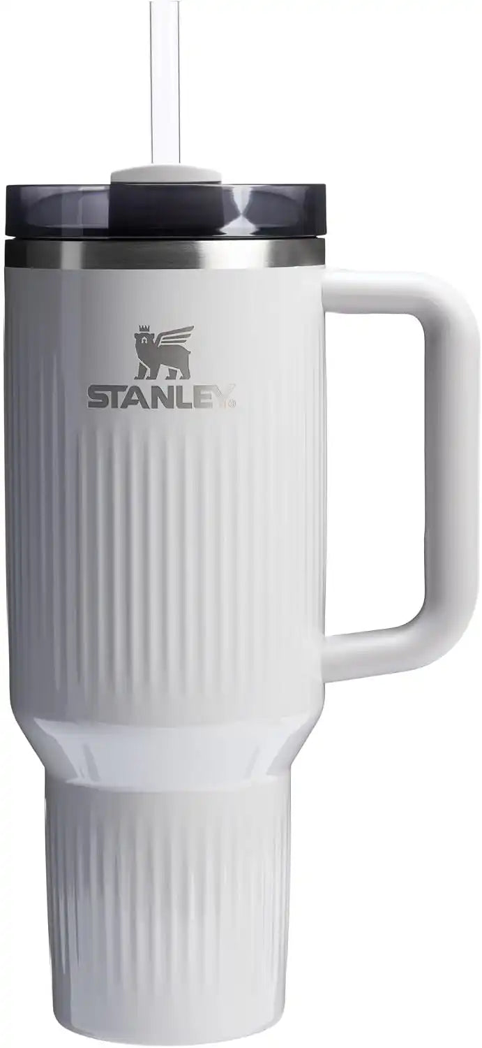 STANLEY Quencher H2.0 Tumbler with Handle and Straw 40 oz | Flowstate 3-Position Lid | Cup Holder Compatible for Travel | Insulated Stainless Steel Cup | BPA-Free | Fluted Ash Gloss