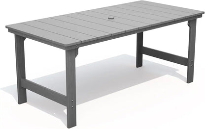 THOEOE Outdoor Dining Table, Rectangular Dining Table for 5-7 Grey
