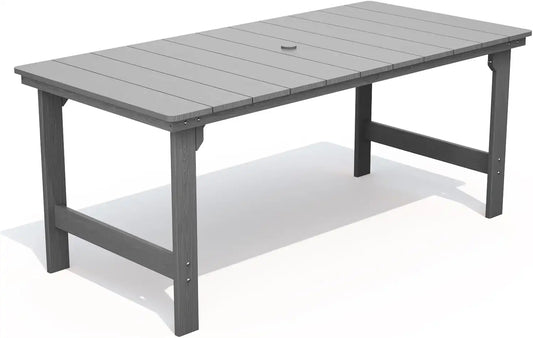 THOEOE Outdoor Dining Table, Rectangular Dining Table for 5-7 Grey