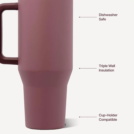 HydroJug Traveler 40oz, Insulated Water Bottle with Handle, Canyon Rose