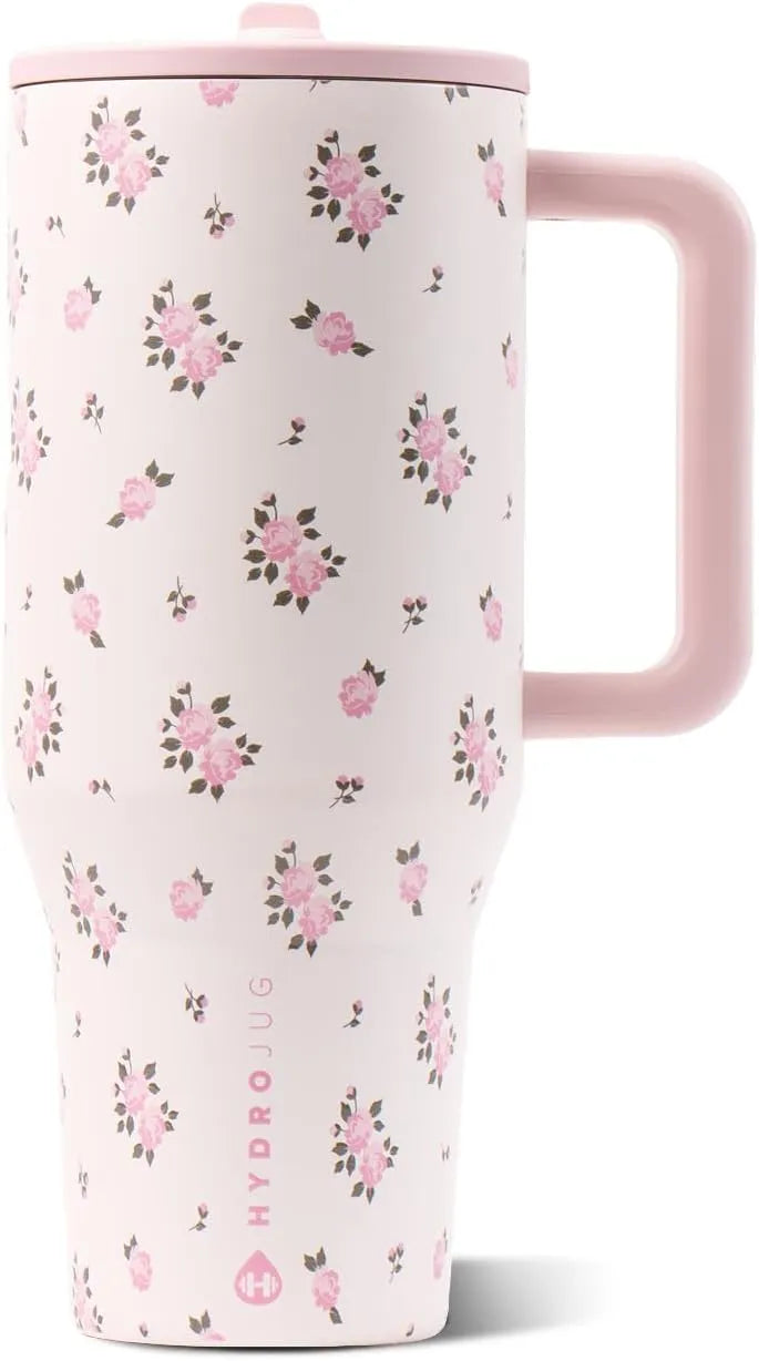 HydroJug Traveler 32oz, Insulated Water Bottle with Handle, Wildrose
