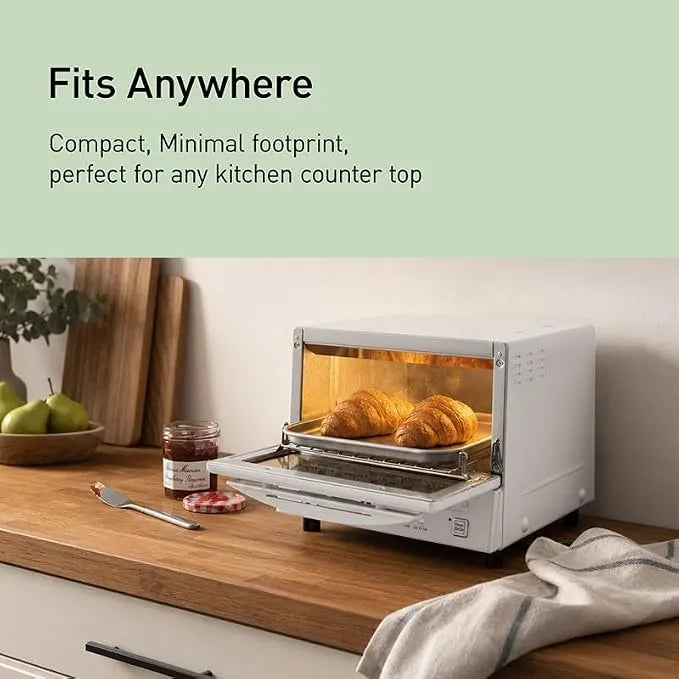 Panasonic FlashXpress Toaster Oven Countertop, 4-Slice Compact Size with Double Infrared Heating, 6 Auto Cook Options and Precise Temperature Control, 1300W - NB-G110P-W (White)