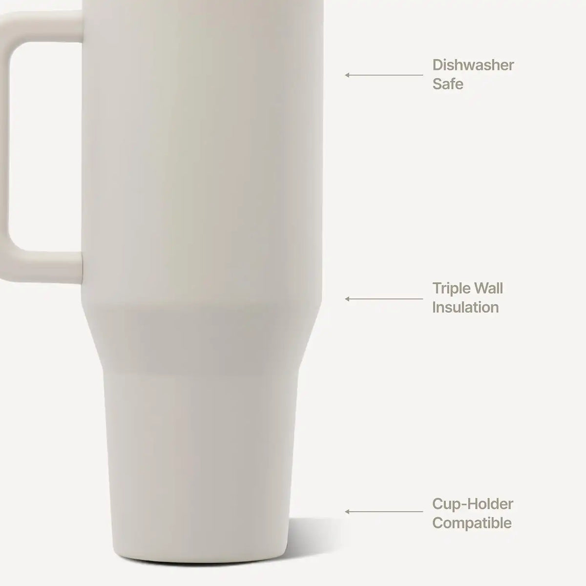 HydroJug Traveler 32oz, Insulated Water Bottle with Handle, Linen