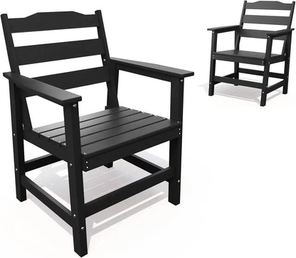 THOEOE Outdoor Dining Chair Set of 2, HDPE Patio Armchairs Black