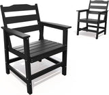 THOEOE Outdoor Dining Chair Set of 2, HDPE Patio Armchairs Black