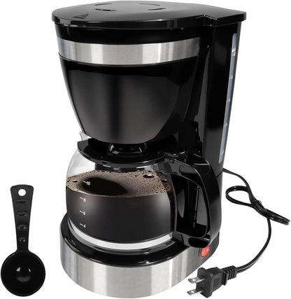 10 Cup Drip Coffee Maker One-Touch Anti-Drip Coffee Machine with Reusable Filter Carafe Auto Keep Warm Plate Spoon Coffee Pot Suitable for Home Use 110V