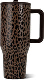 HydroJug Traveler 32oz, Insulated Water Bottle with Handle, Brown Leopard