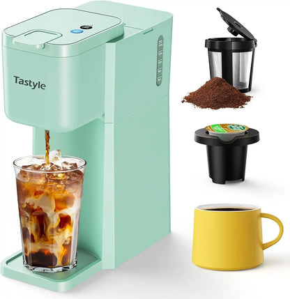 Tastyle Mini Single Serve Hot and Iced Coffee Maker for K Cup and Ground