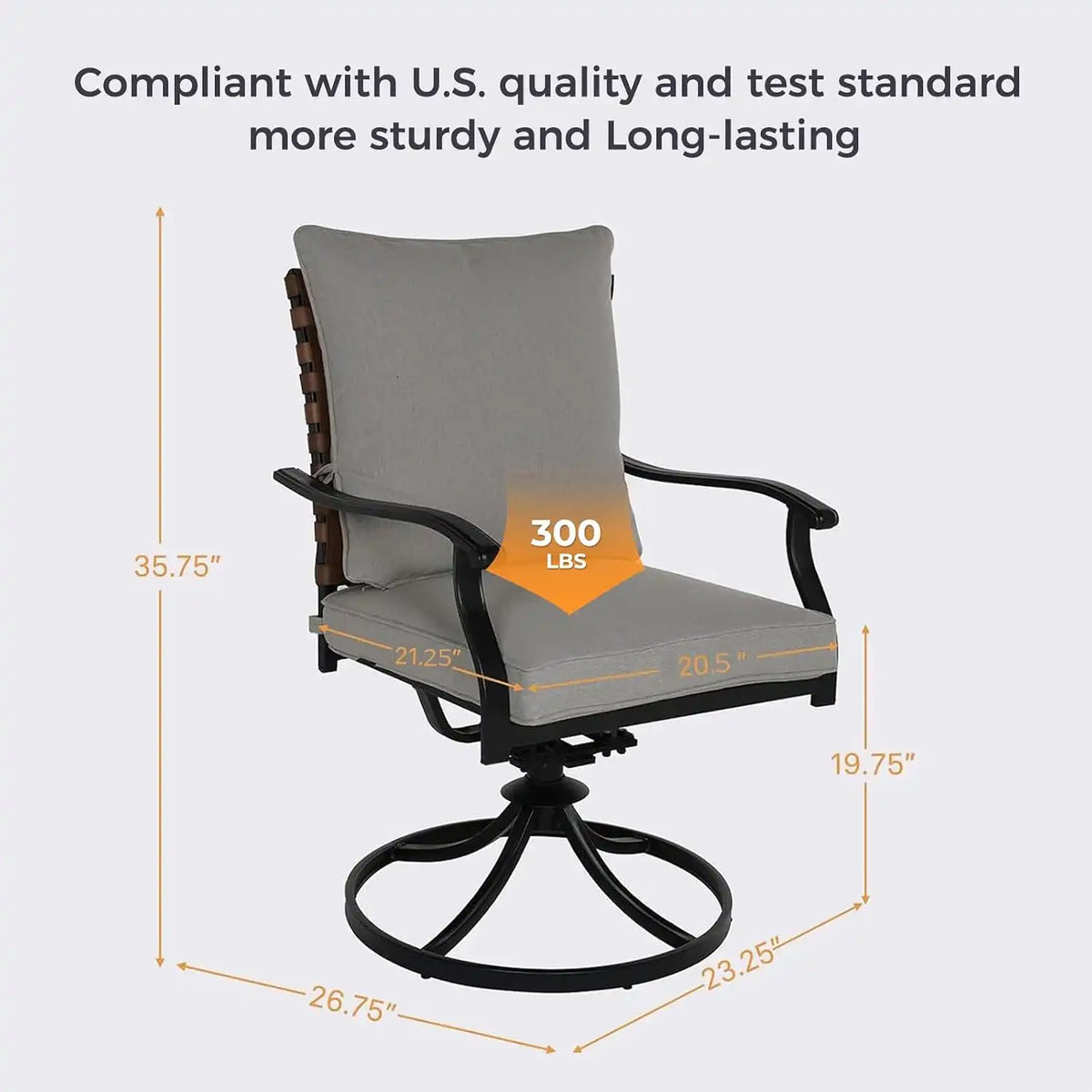 Grand patio 2-Pc Outdoor Swivel Dining Set, 2 Chairs, Gray