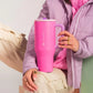 HydroJug Traveler 32oz, Insulated Tumbler with Handle & Straw, Pink Sugar