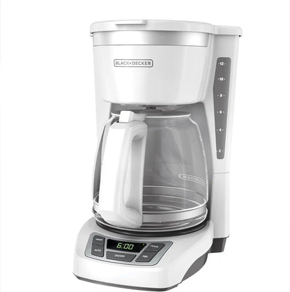 BLACK+DECKER CM1160W-1 CM1160W 12-Cup Programmable Coffeemaker, White/Stainless Steel