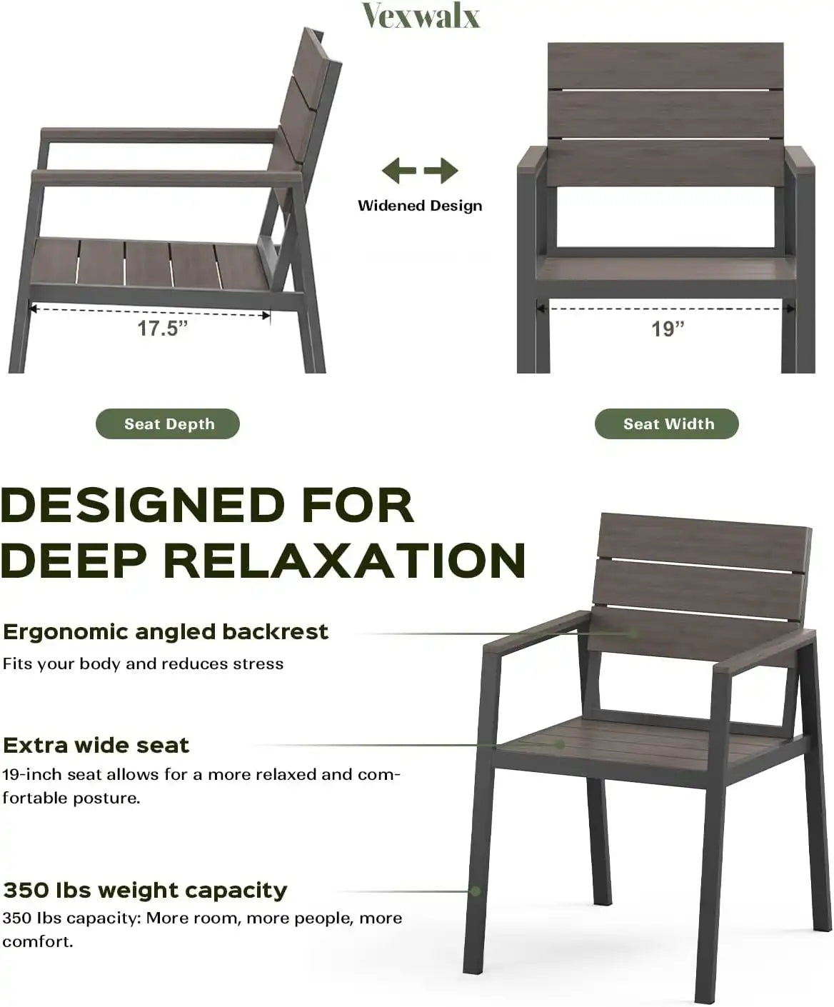 Vexwalx 10 Pcs Outdoor Dining Set, 67" HDPS Dining Set for 8, Charcoal