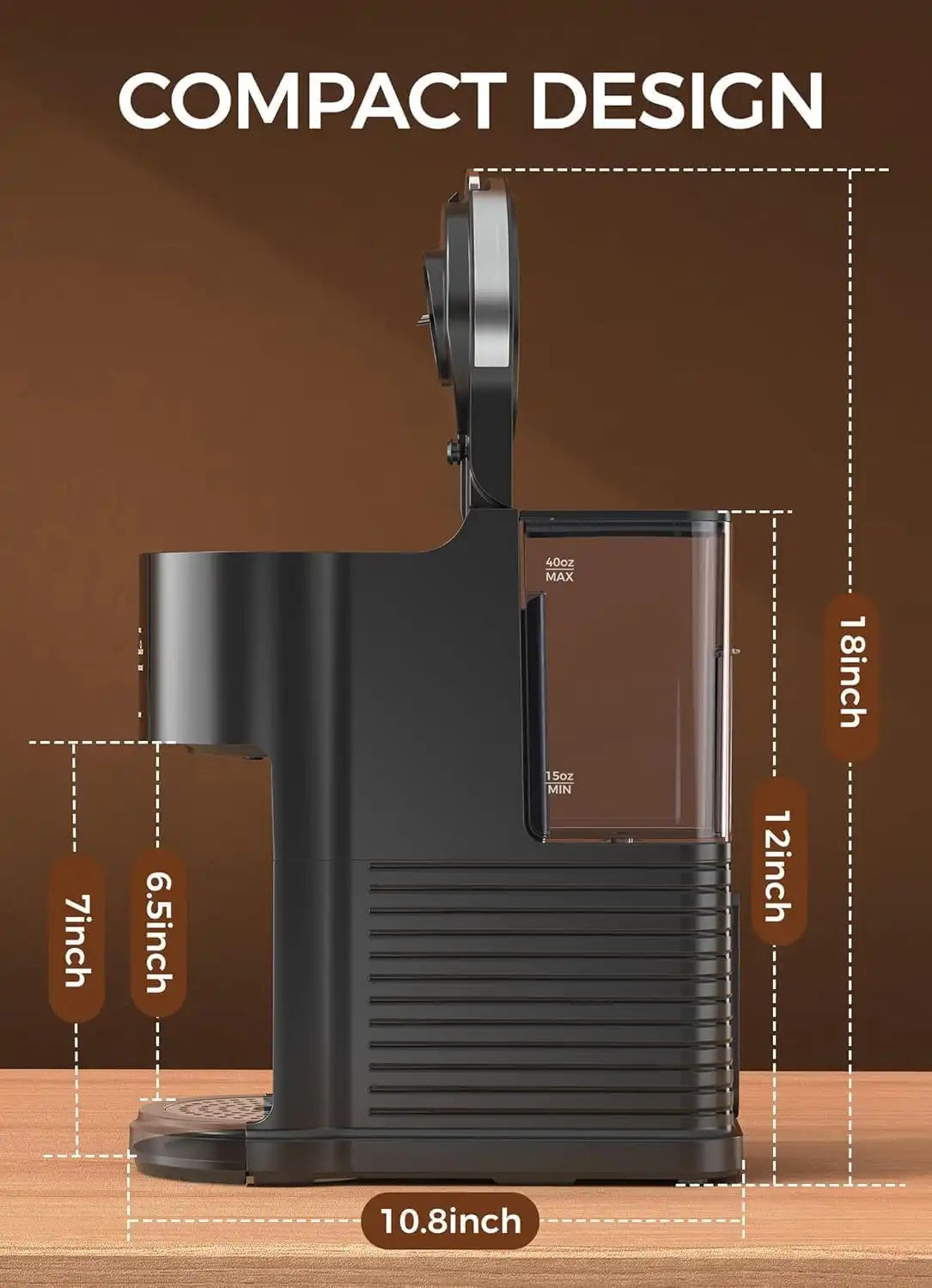Electactic LED Single Serve Coffee Maker for KCup Pods & Ground Coffee