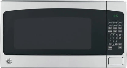 GE Countertop Microwave Oven,1, 200-watt Capacity, 2.0 Cubic Ft., 8 Auto Setting Cooking Settings, Child-Lock Technology, Kitchen Essentials for the Countertop, Dorm Room or Apartment, Stainless Steel