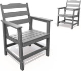 THOEOE Outdoor Dining Chair Set of 2, HDPE Patio Armchairs Grey
