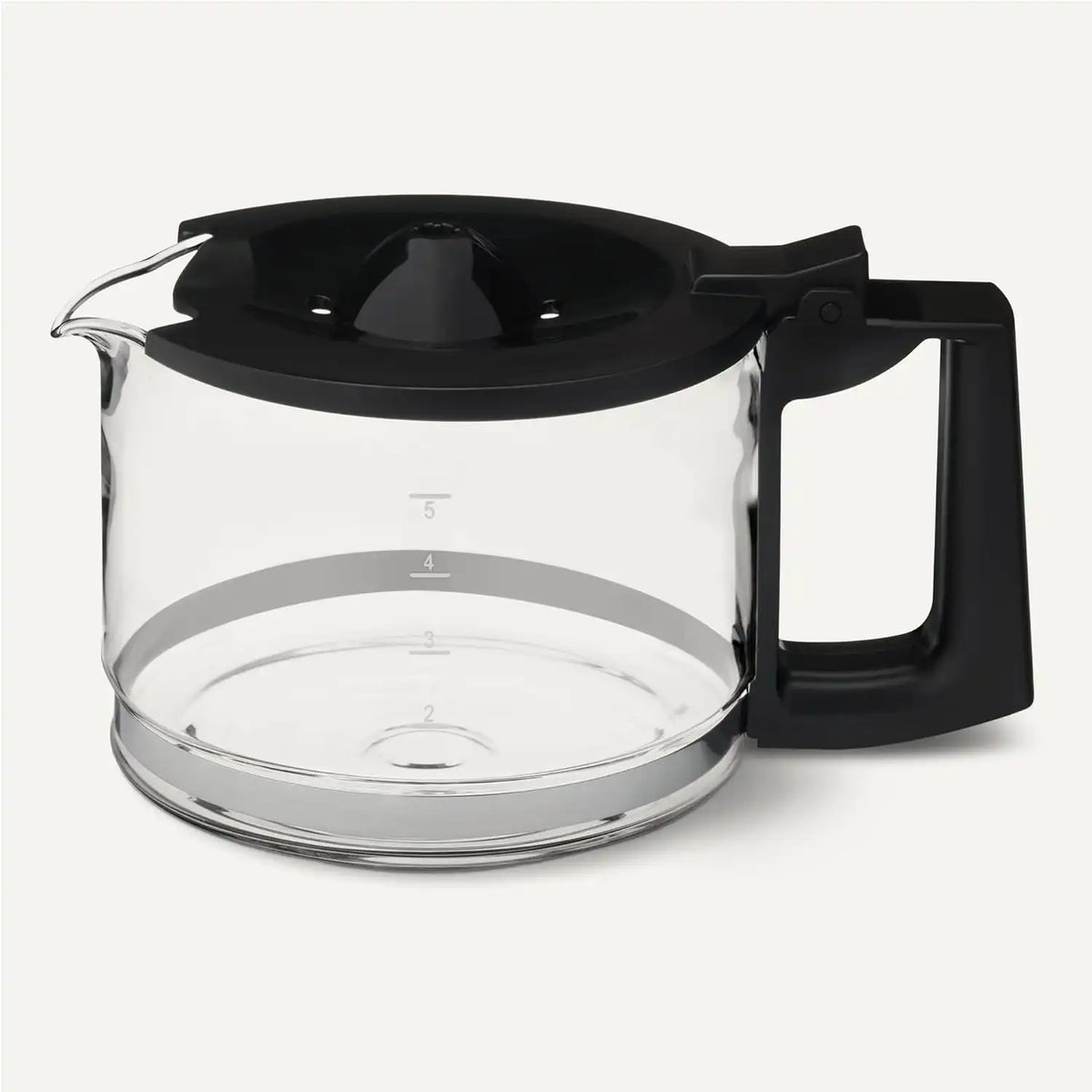 Amazon Basics 5-Cup Glass Replacement Carafe for Coffee Maker, Comfort-Grip Handle, Dripless Spout, Black