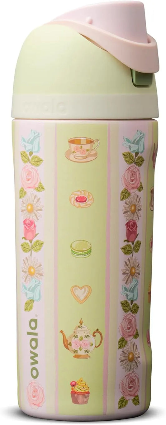 Owala FreeSip Kids Stainless Steel Water Bottle 16 oz Pretty Polite