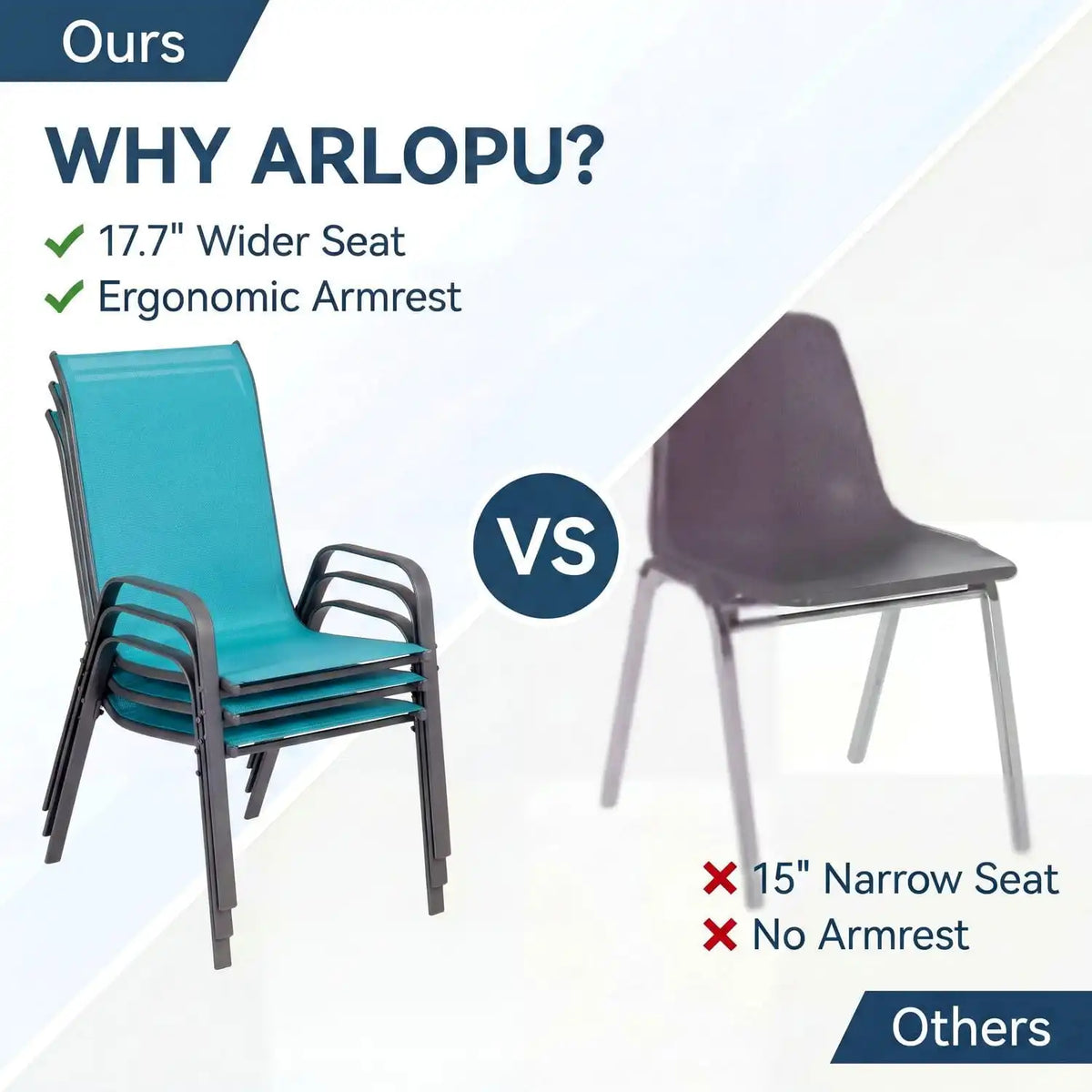 Arlopu 5 Pieces Outdoor Patio Dining Set, Glass Table and Textilene Chair