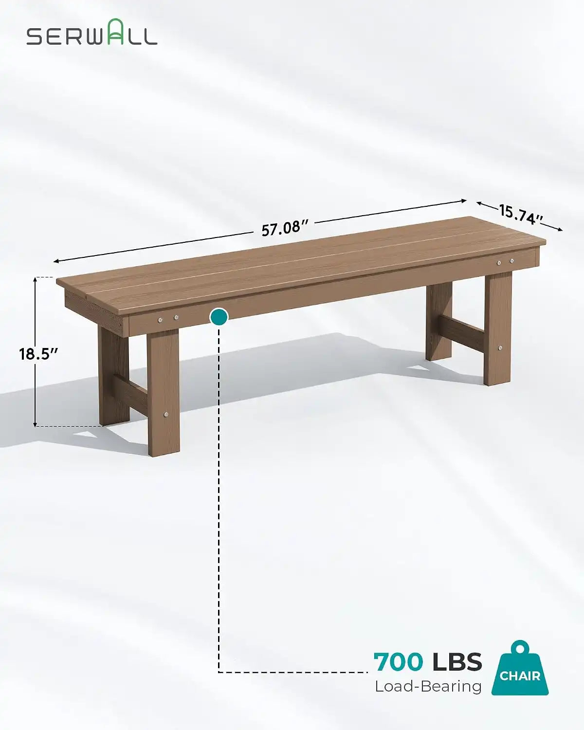 SERWALL Outdoor Dining Set, Patio Dining Set with Bench, Brown