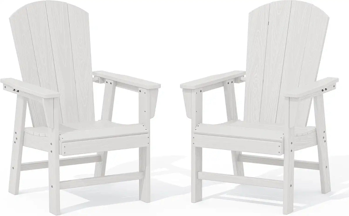 SERWALL Outdoor Adirondack Dining Chair Set of 2, All-Weather HDPE, White