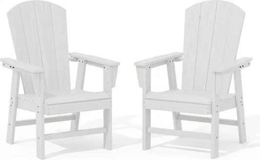 SERWALL Outdoor Adirondack Dining Chair Set of 2, All-Weather HDPE, White