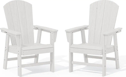 SERWALL Outdoor Adirondack Dining Chair Set of 2, All-Weather HDPE, White