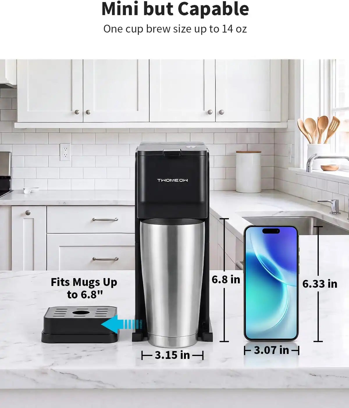 Single Cup Coffee Maker, Hot and Iced for K-cup Pods and Grounds