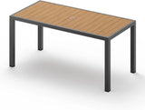 Outdoor Dining Table, Aluminum Patio Table Set, All Weather Patio Dining Furniture Set with Umbrella Hole for Backyard, Deck, Poolside (Gray-Teak)