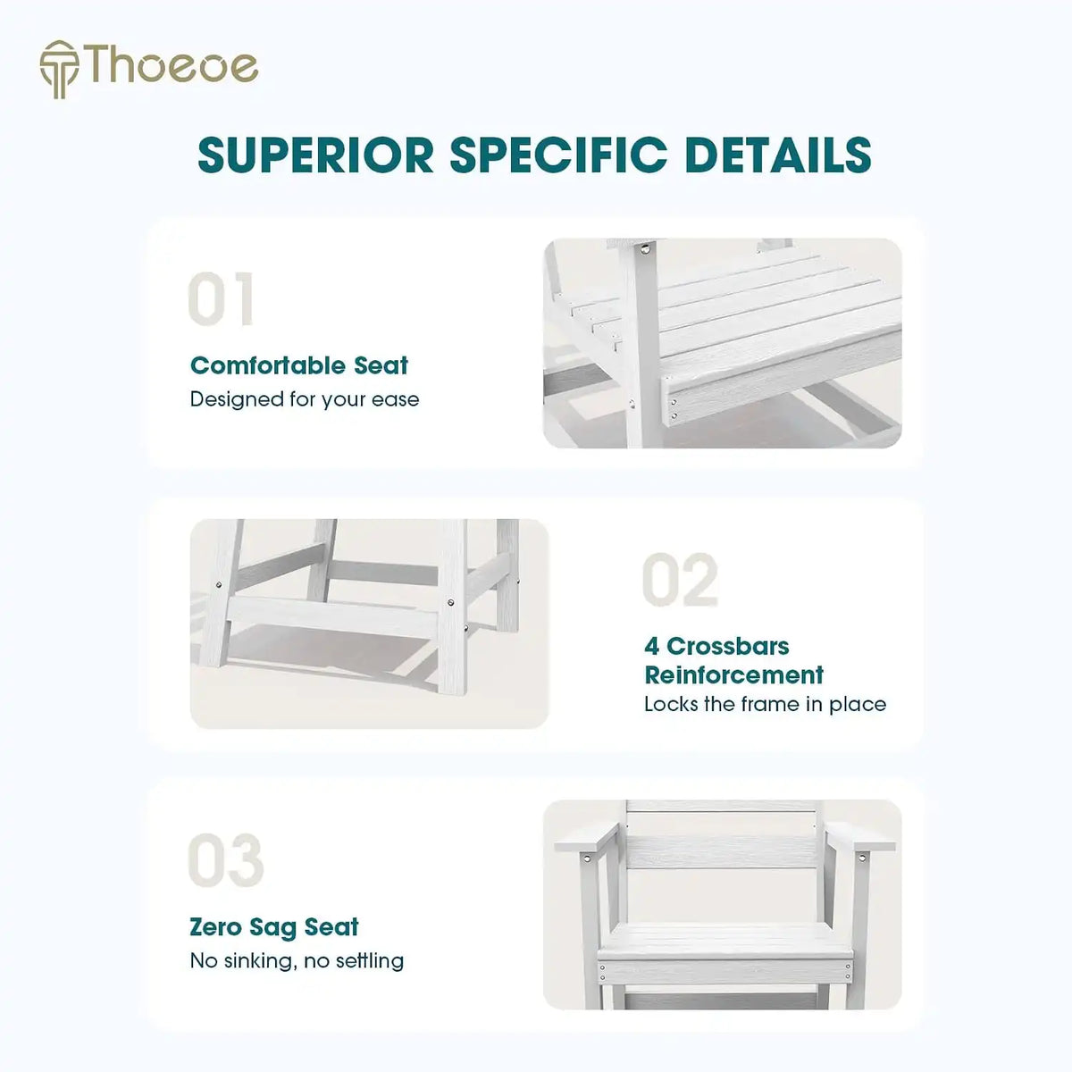 THOEOE Outdoor Dining Chair Set of 2, HDPE Patio Armchairs White