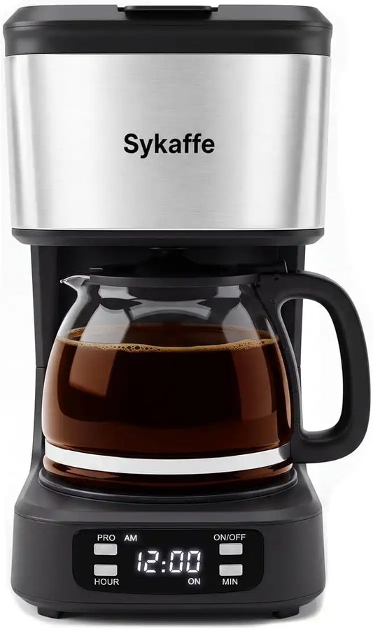 5 Cup Programmable Coffee Maker,Drip Coffee Maker,Timer,25Oz,Black