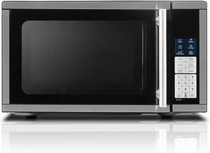Smad 0.7 Cu.Ft Small Microwave, Countertop Microwave Oven with Removable Turntable, 6 Auto Menus and Child Lock, Mini Oven microondas for Apartments, Dorm and Kitchen, Stainless Steel, 700W