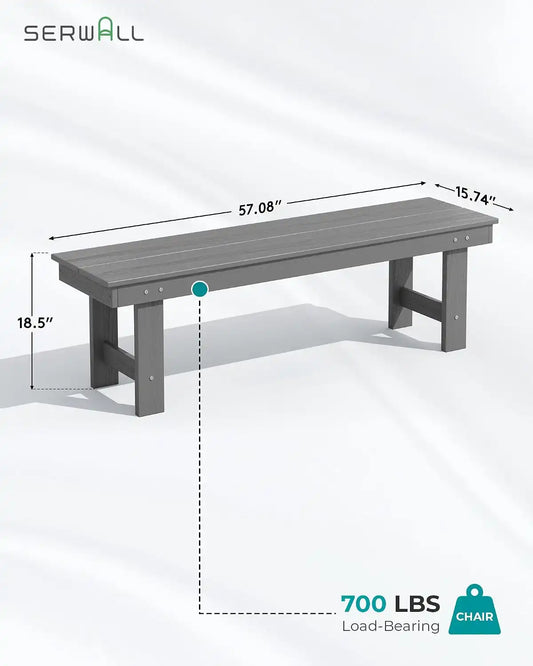 SERWALL Outdoor Dining Set, Patio Dining Set with Bench, Gray