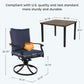 Grand patio 5-Pc Outdoor Swivel Dining Set, 4 Blue Chairs + Table, Brown