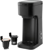 Compact Single Serve Dual Brew Coffee Maker - Compatible with Ground Coffee or K-Cups Pods | Adjustable Cup Size | Home & Office Coffee Brewer