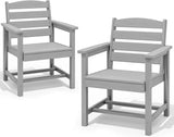 SERWALL Patio Dining Chair Set of 2, HDPE Dining Chair, Light Gray