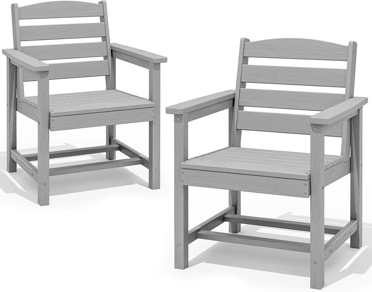 SERWALL Patio Dining Chair Set of 2, HDPE Dining Chair, Light Gray
