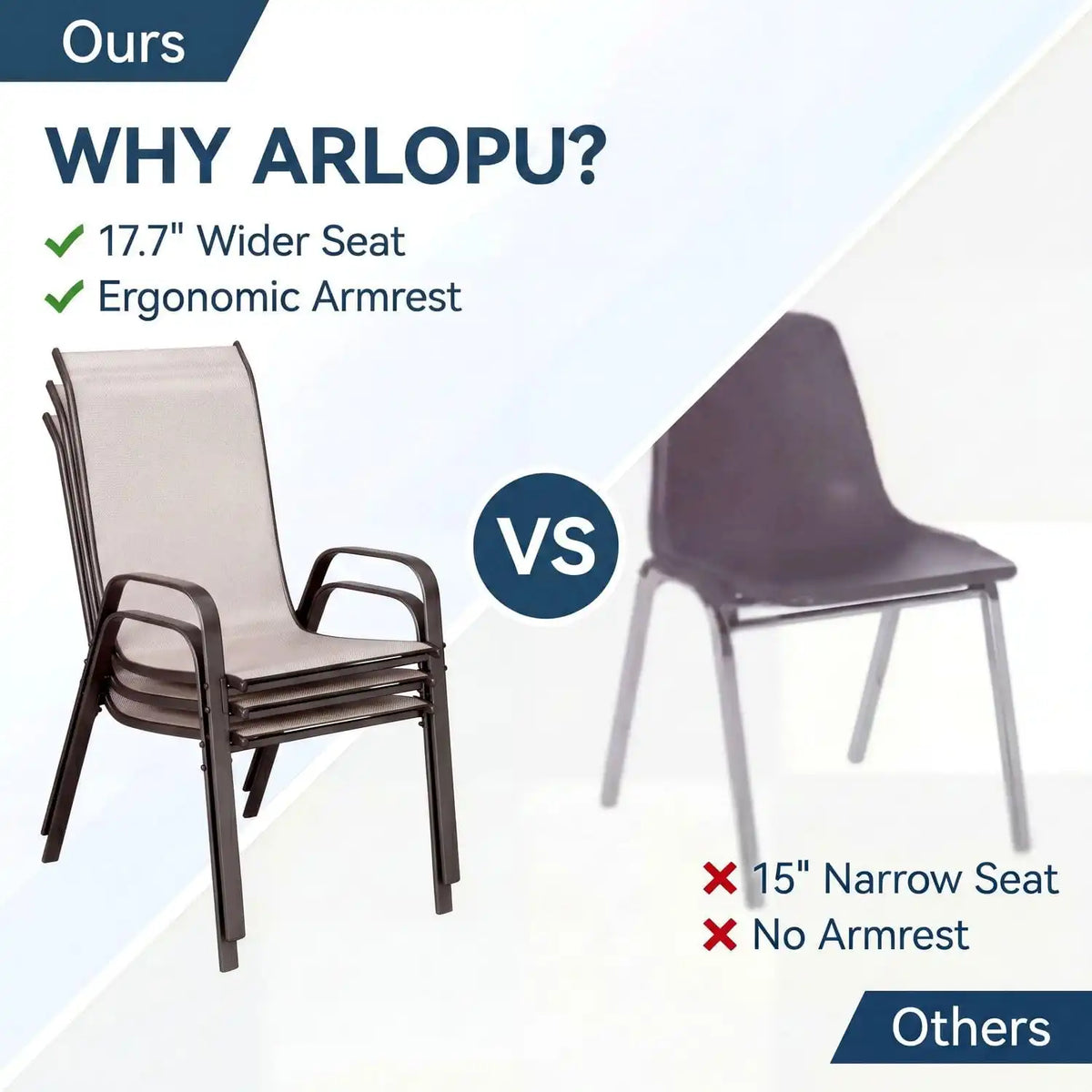 Arlopu 5 Pieces Outdoor Patio Dining Set, Glass Table and Textilene Chair